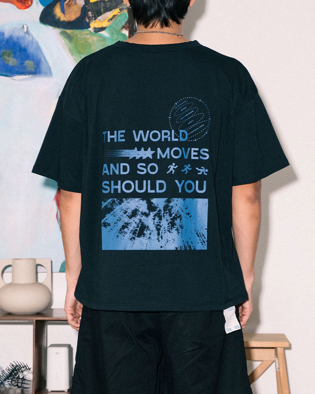 World Moves Tee in Black